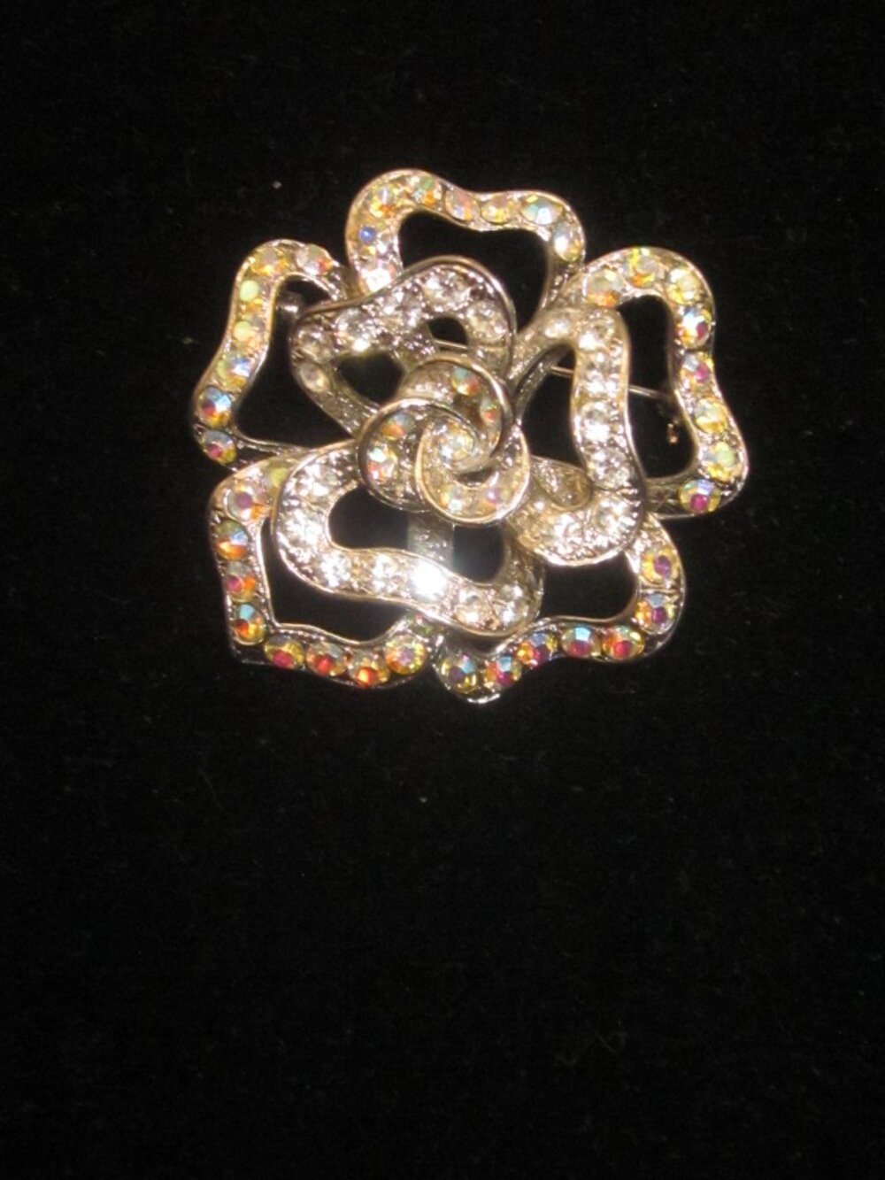 AB Rhinestone Floral Brooch - Picture 4 of 4